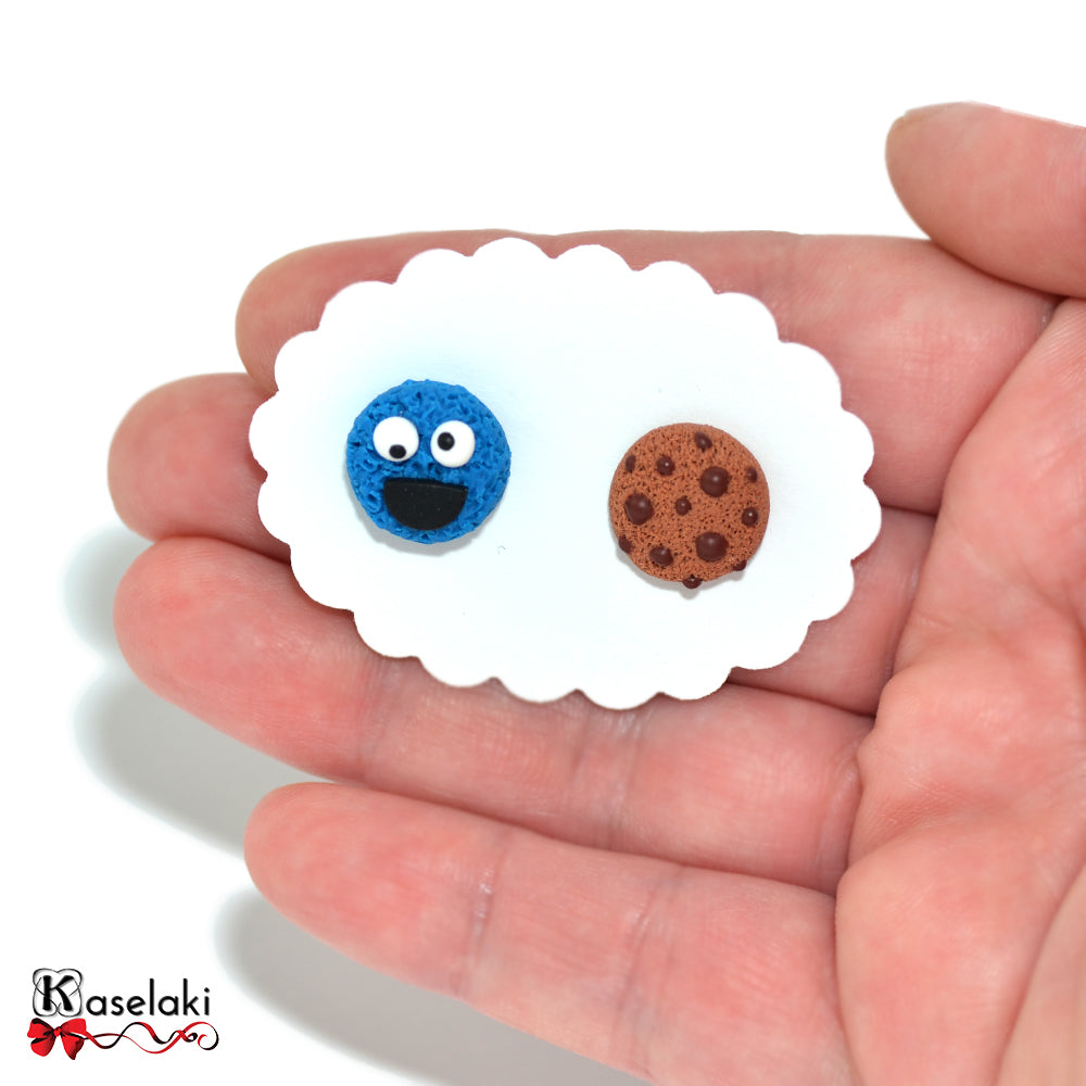 Σκουλαρίκια Cookie monster και σοκολατένιο μπισκότο